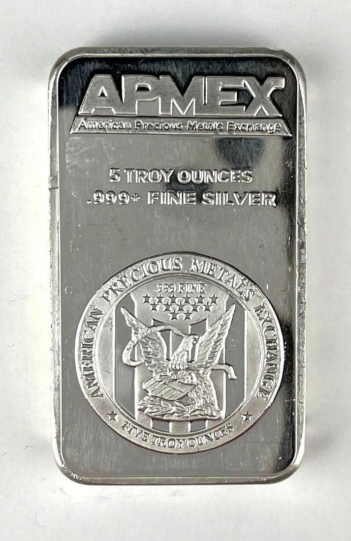 Apmex 5 oz .999+ Fine Silver Bar/Ingot: Apmex 5 oz .999+ Fine Silver Bar/Ingot