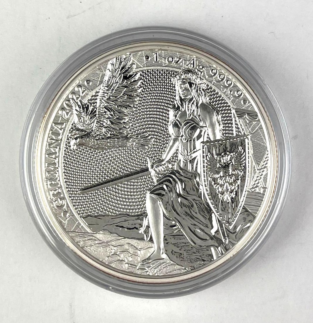 2022 Germania Mint Lady Germania 1 oz 999.9 Fine Silver Round: 2022 Germania Mint Lady Germania 1 oz 999.9 Fine Silver Round