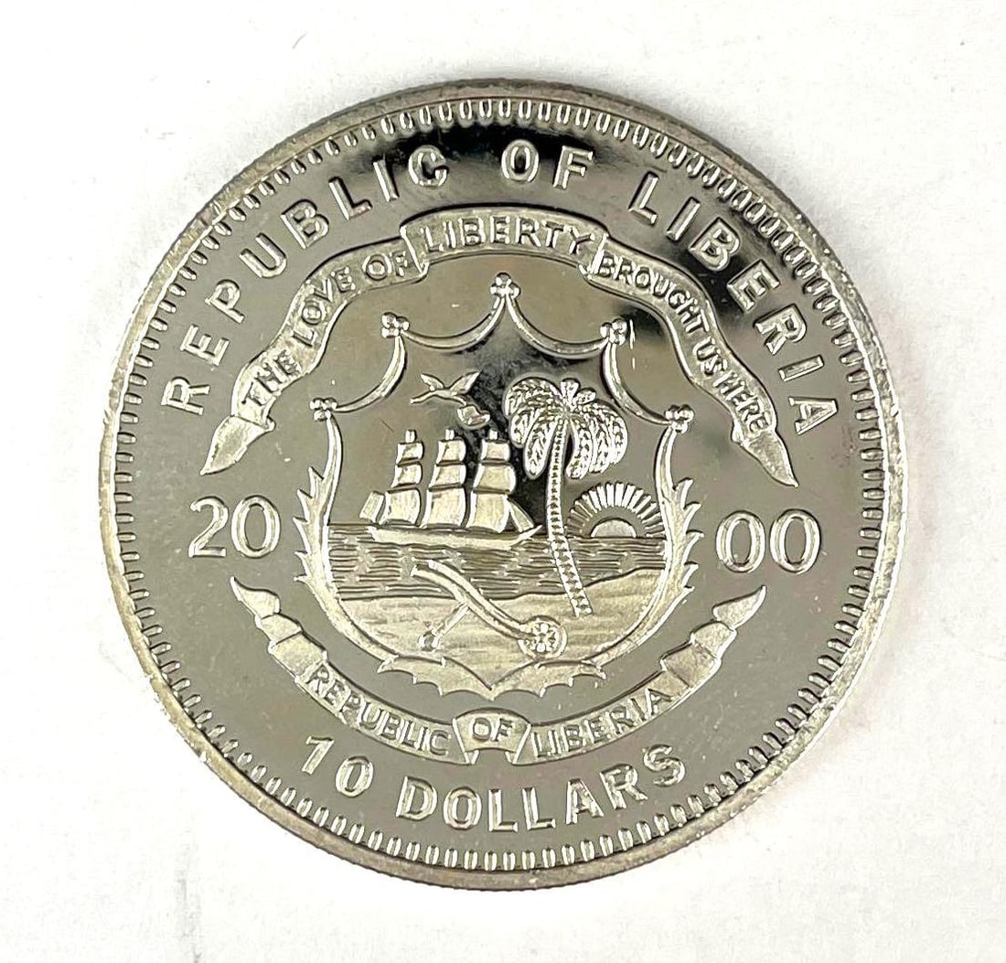 2000 Republic of Liberia $10 Washington Crossing the Delaware River to Victory 8.5 Gram .999 Silver: 2000 Republic of Liberia $10 Washington Crossing the Delaware River to Victory 8.5 Gram .999 Silver Coin