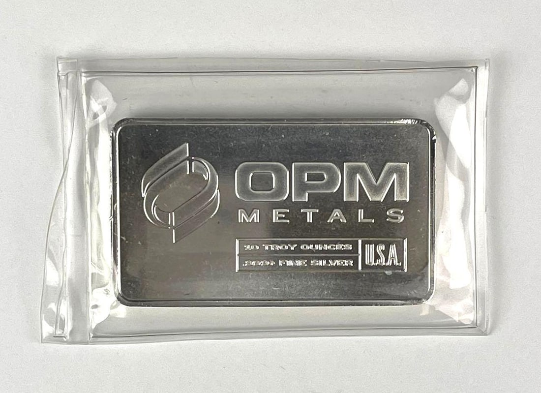 OPM Metals 10 oz .999 Fine Silver Ingot/ Bar: OPM Metals 10 oz .999 Fine Silver Ingot/ Bar