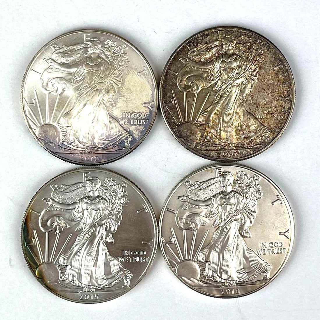 Group of 4 US $1 American Silver Eagle 1 oz .999 Coins (1 of 2)