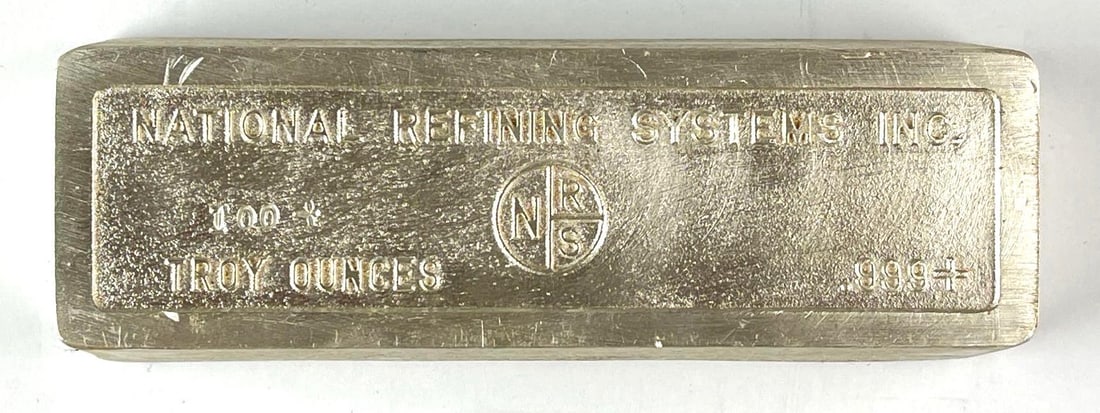 National Refining Systems INC 100 oz .999 Fine Silver Ingot/ Bar (1 of 3)