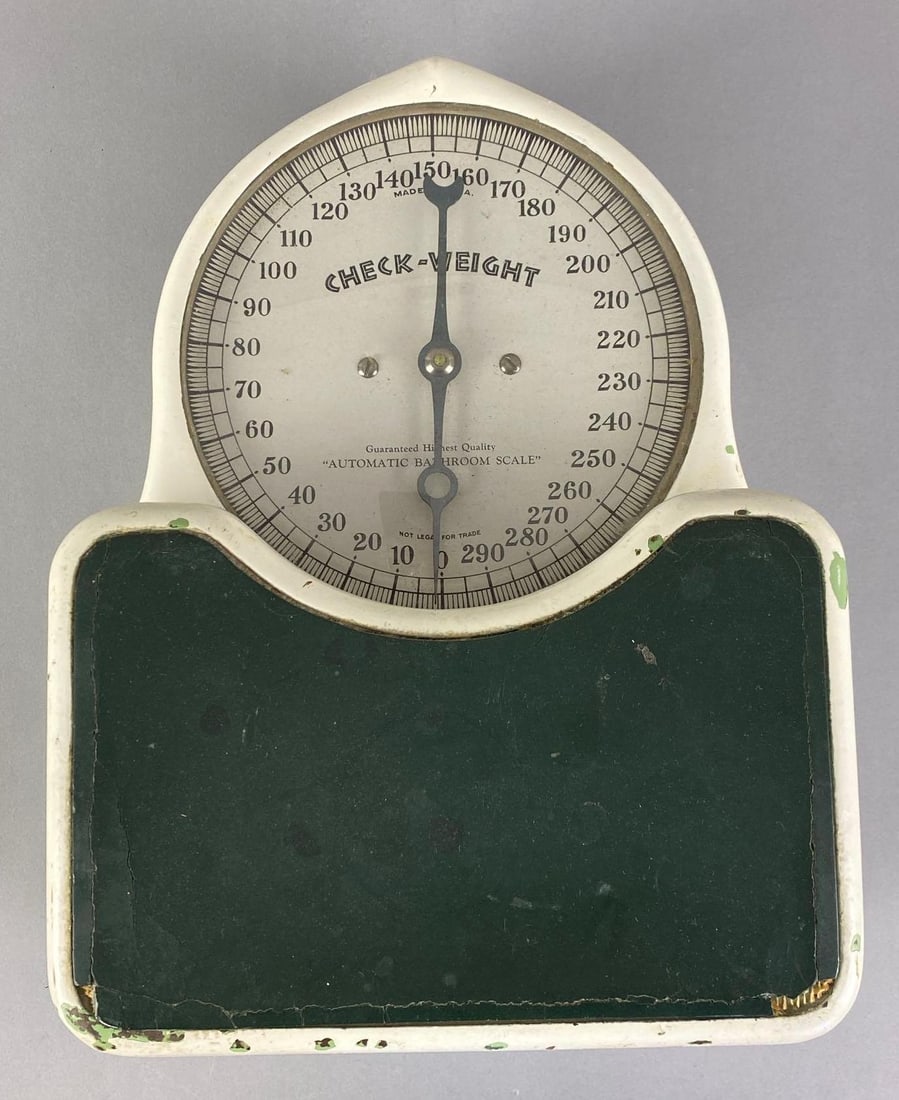 Check-Weight Automatic Bathroom Scale: in working condition, measures 14 1/2? H x 11 1/2? W x 6 3/4? D