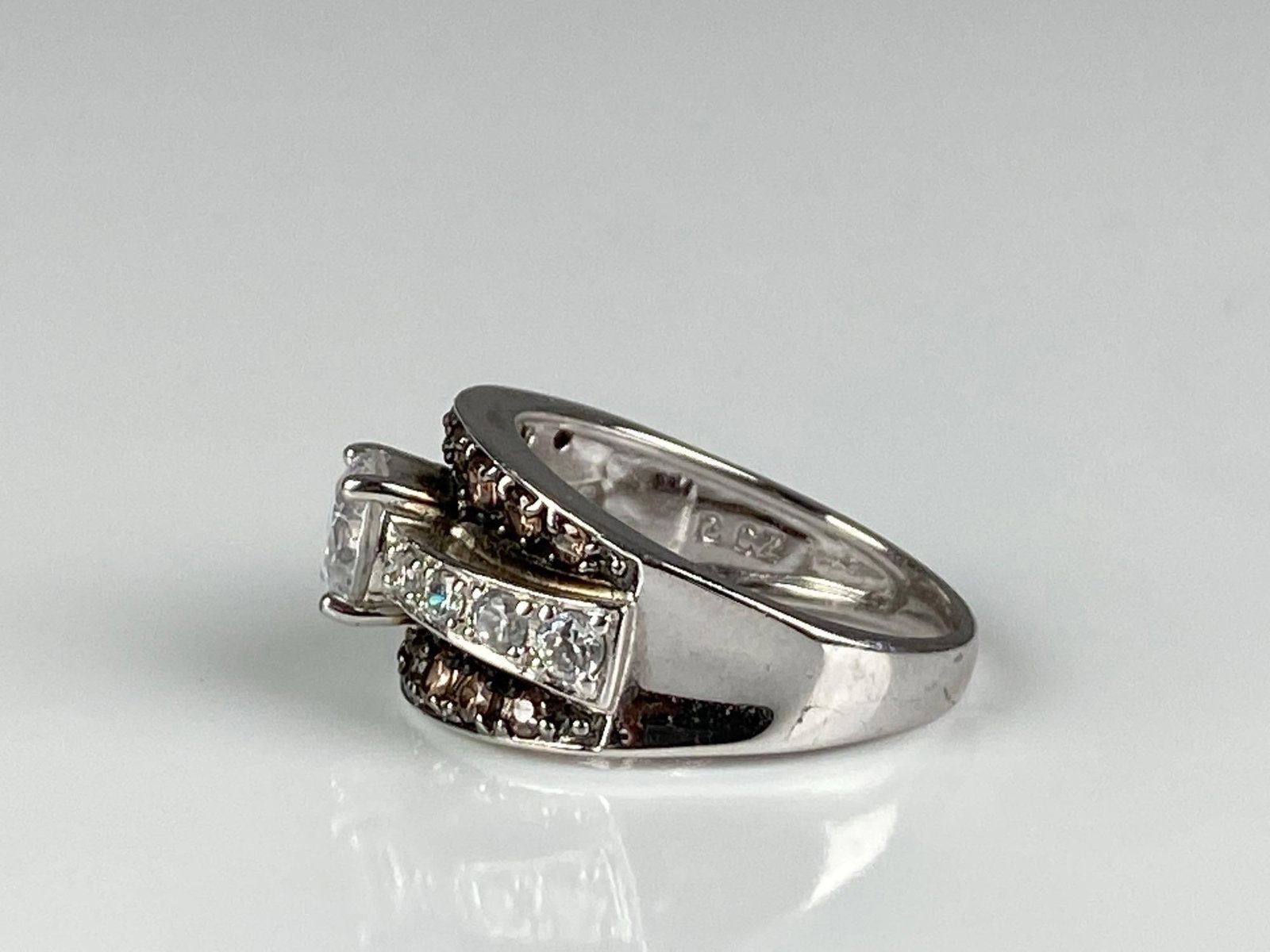 Signed Sterling Silver CZ Ring - 2