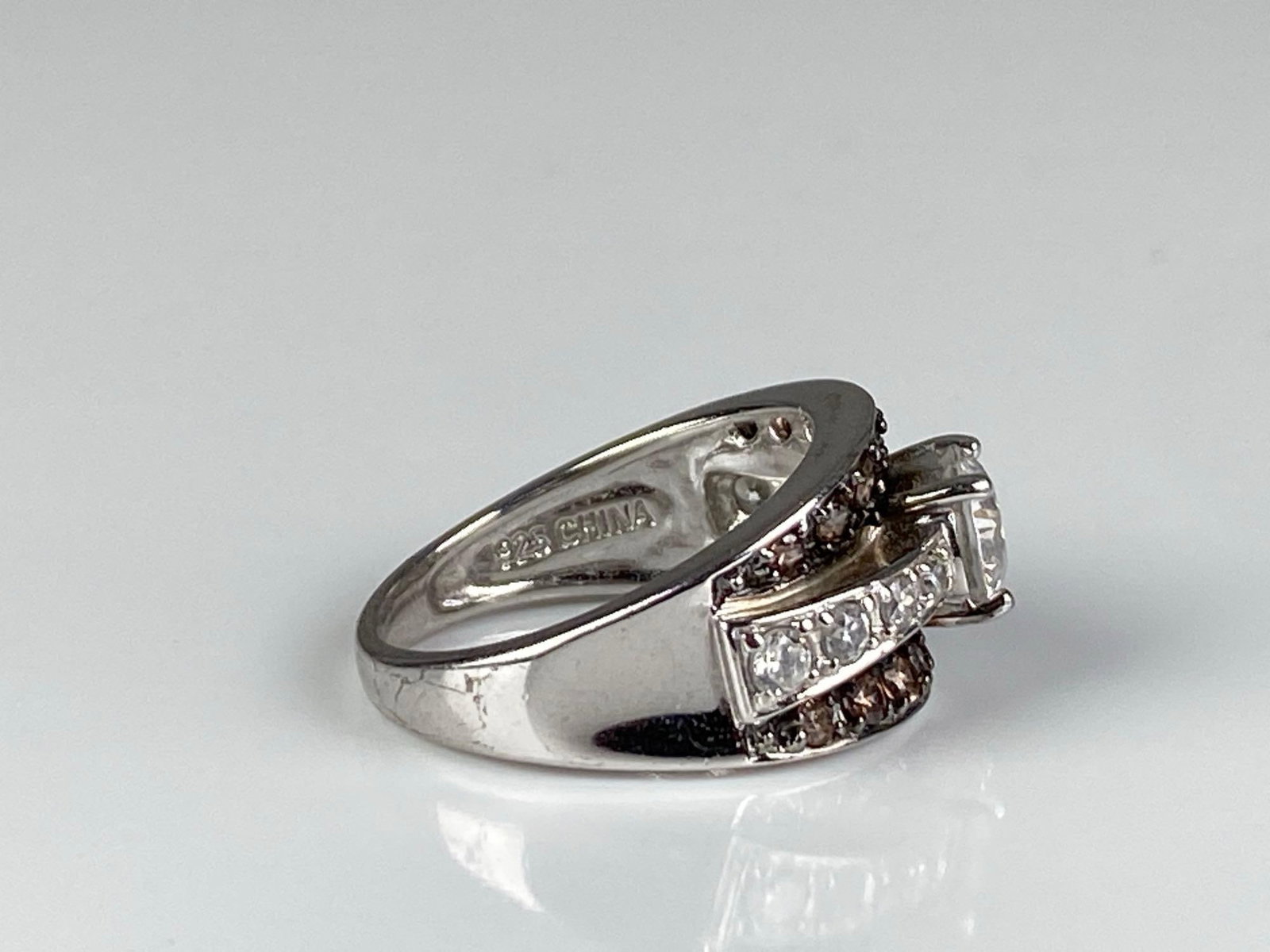 Signed Sterling Silver CZ Ring - 4