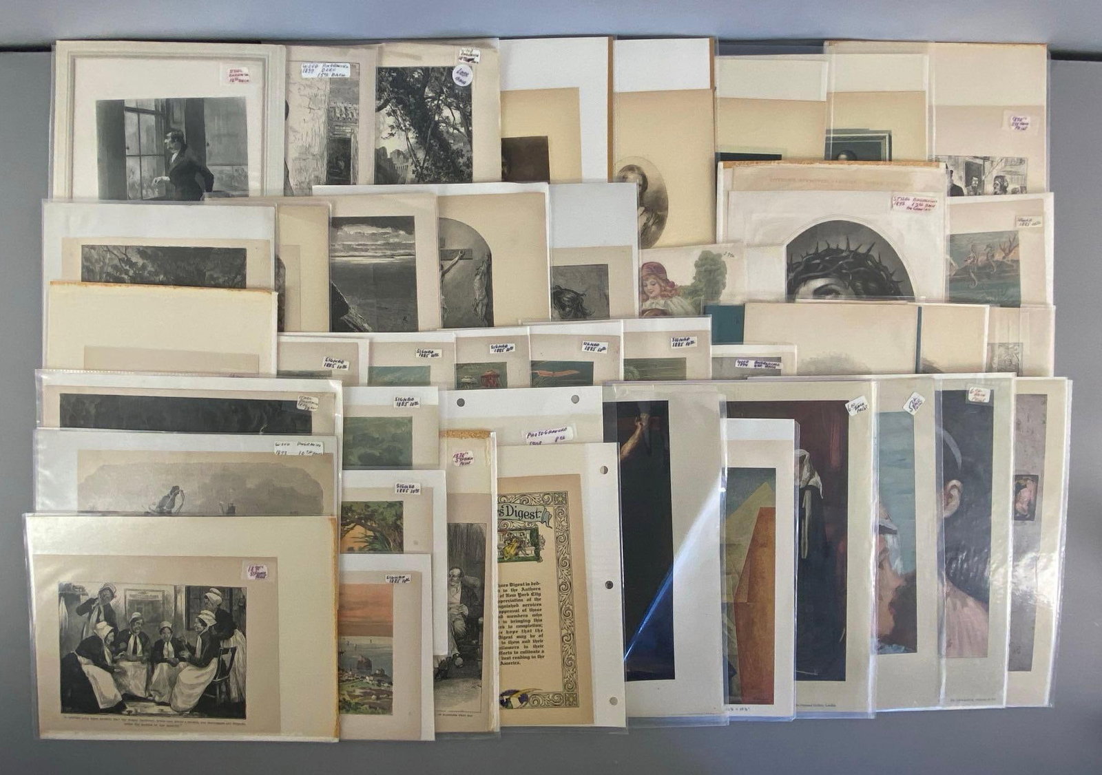 Group of Antique Lithographs: Inclufed some Adveetising, Jesus Christ, magazine pages and more, largest measures 12 1/2? H x 9 1/2? W