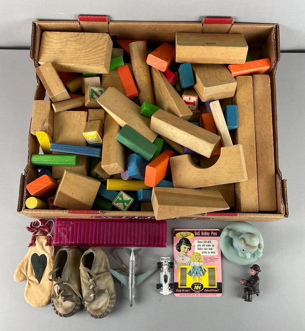 Group of Vintage Wood Building Blocks and More (1 of 2)