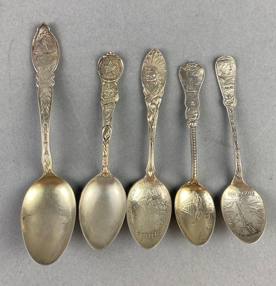 Group of Assorted Souvenirs Sterling Silver Spoons (1 of 2)