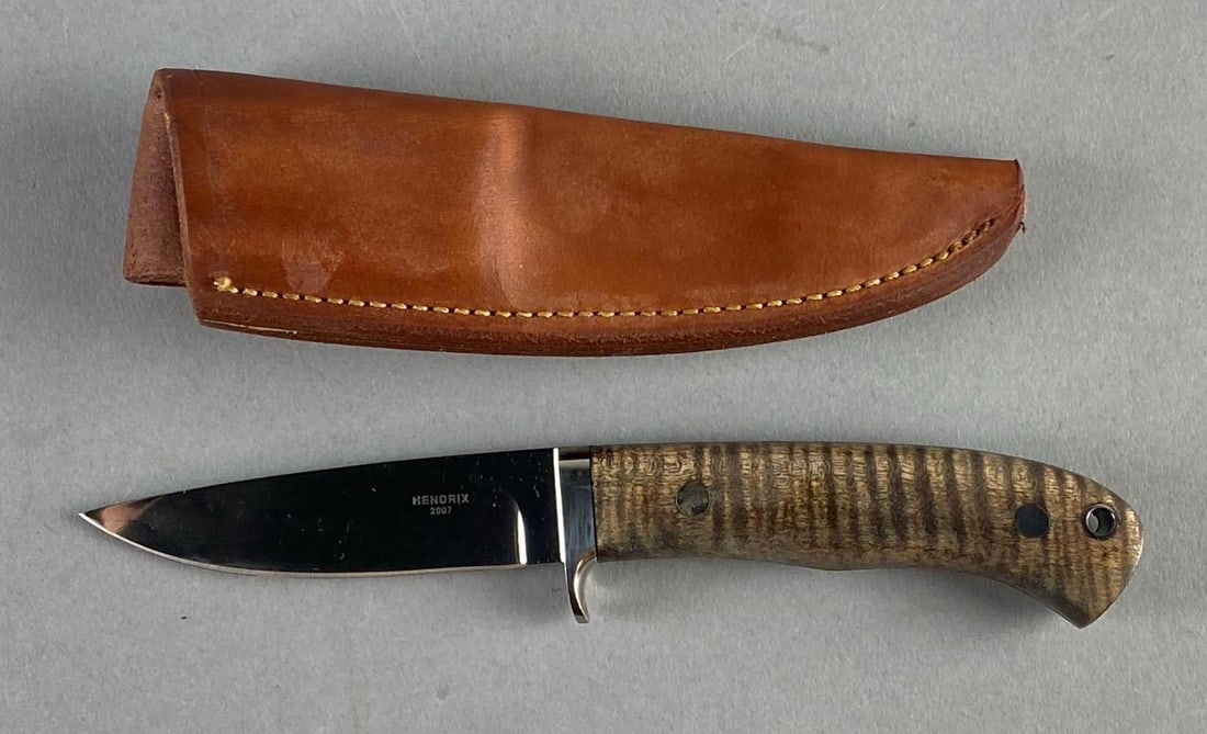 2007 Hendrix Fixed Blade knife and Sheath (1 of 4)
