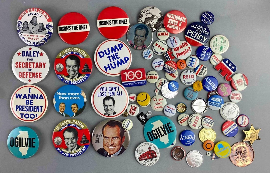 Group of Assorted Richard M. Nixon Campaign Button Pins and More (1 of 3)