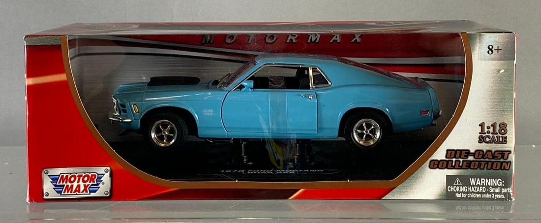 2013 Motor Max 1970 Ford Mustang Boss 429 1:18 Scale Die Cast Vehicle: Like new in original packaging. Measures H 5 x W 6 1/2 x L 14 inches.