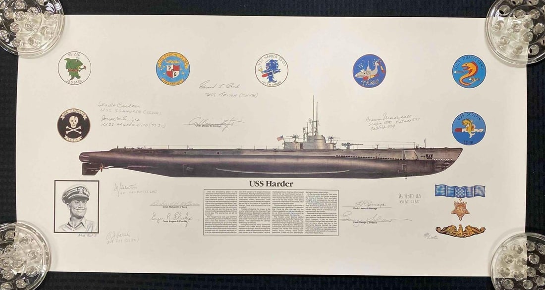 WW2 U.S.S. Harder Submarine Signed Print (1 of 7)