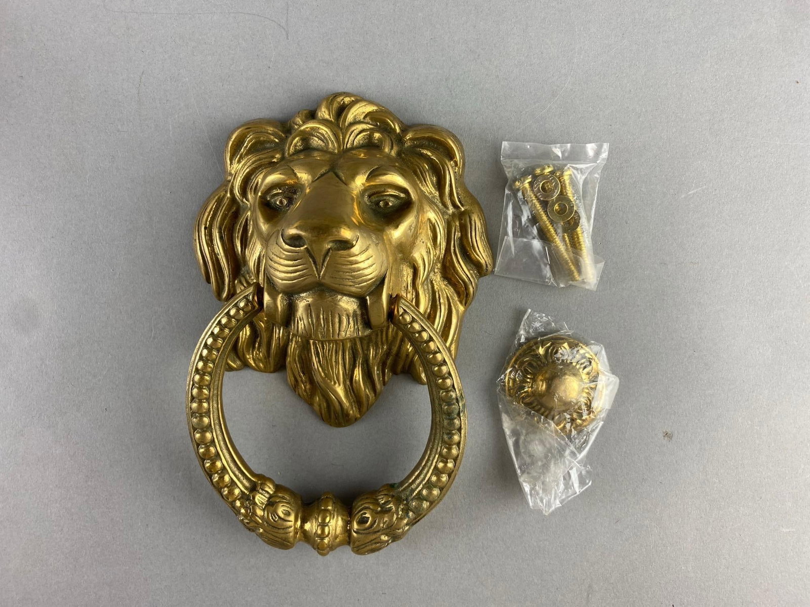 Solid Brass Lion Head Door Knocker - 3