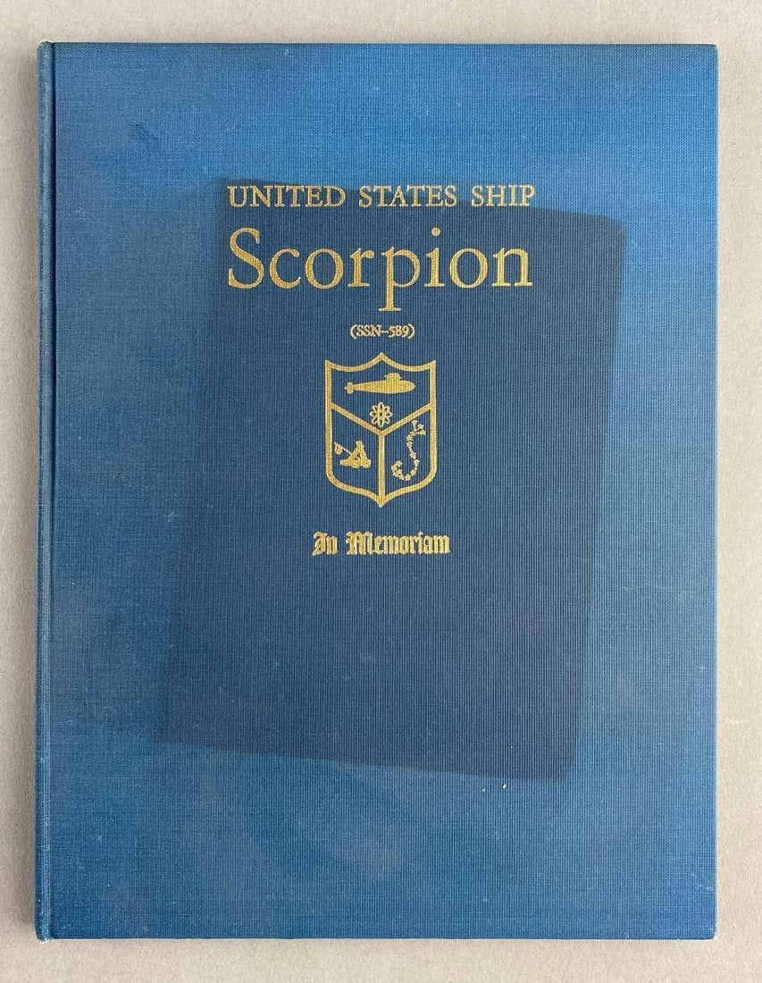 United State Ship Scorpion SSN-589 Memoriam: Measures L 10 1/2 x W 8 inches. Has rectangle shape imprint on cover.