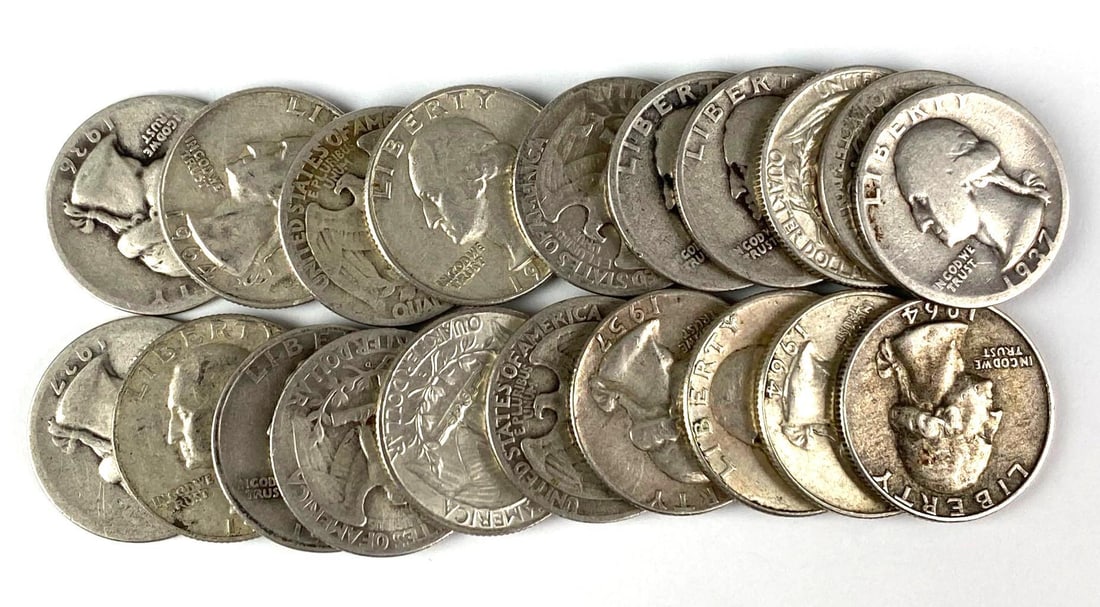 Group of 20 Washington Silver Quarters (1 of 3)