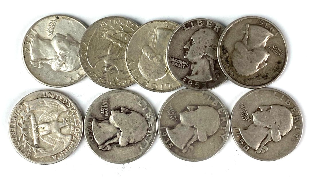 Group of 9 Washington Silver Quarters (1 of 3)