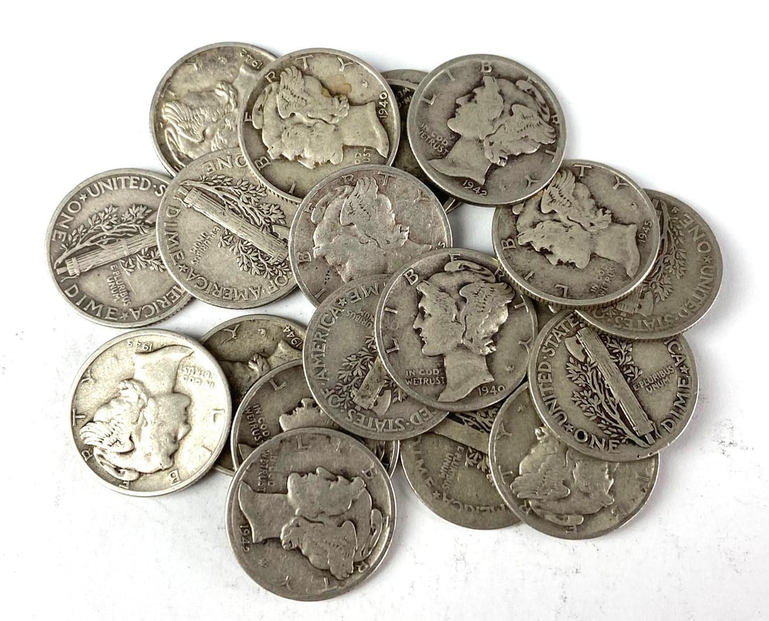 Group of 20 Mercury Head Silver Dimes (1 of 3)