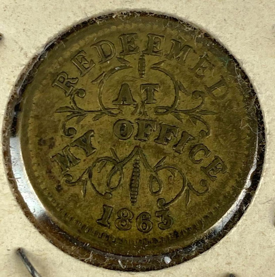 1863 Civil War Stone Card Token From Oliver Boutwell: miller in Troy New York,
