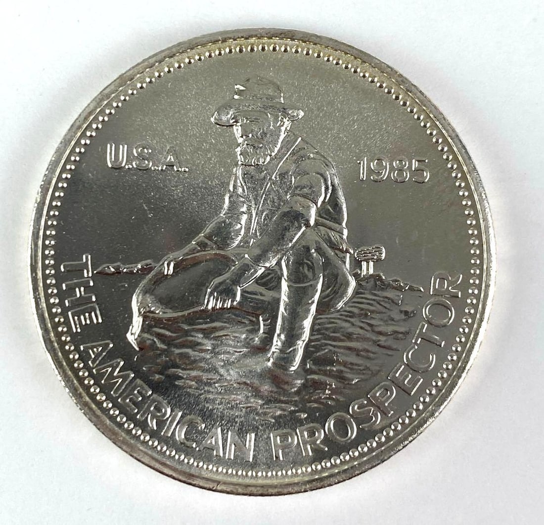 1985 Engelhard The American Prospector 999+ Fine Silver 1 Oz Round (1 of 2)