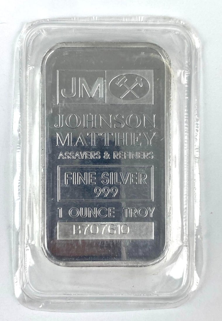 Johnson Matthey 999 Fine Silver 1 Oz Ingot/Bar (1 of 2)