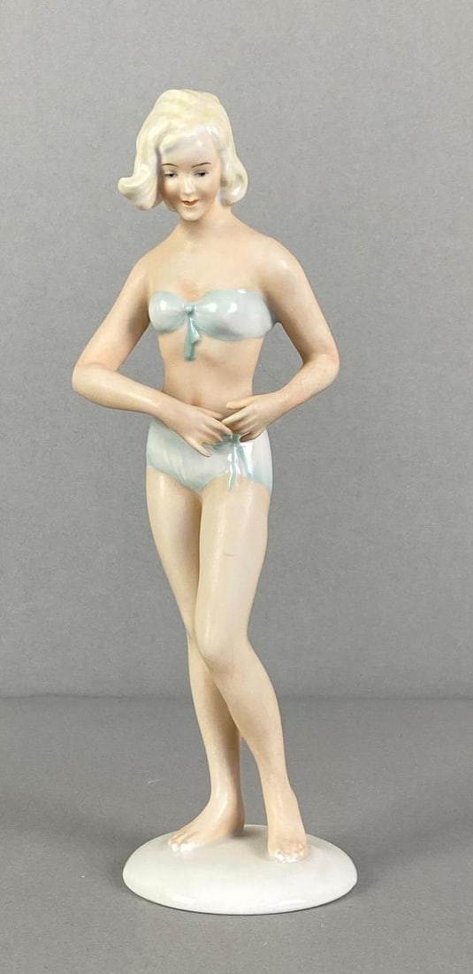 Signed Shaubach Kanst Porcelain Woman in Swimsuit Figurime (1 of 5)