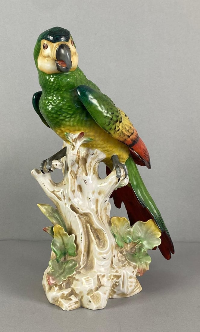 German Perched Parrot Porcelain Figurine (1 of 5)