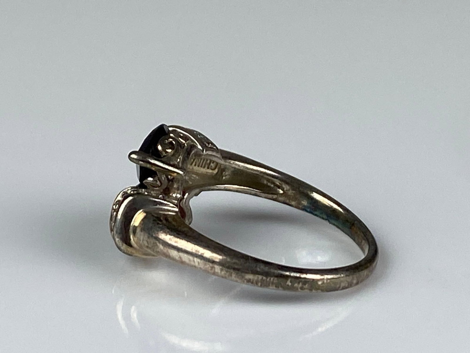 Sterling Silver Garnet Diamond Ring - 2