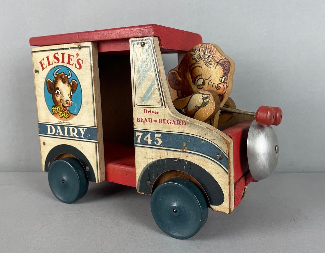 Vintage Elsie's Dairy Delivery Truck Pull Toy (1 of 3)
