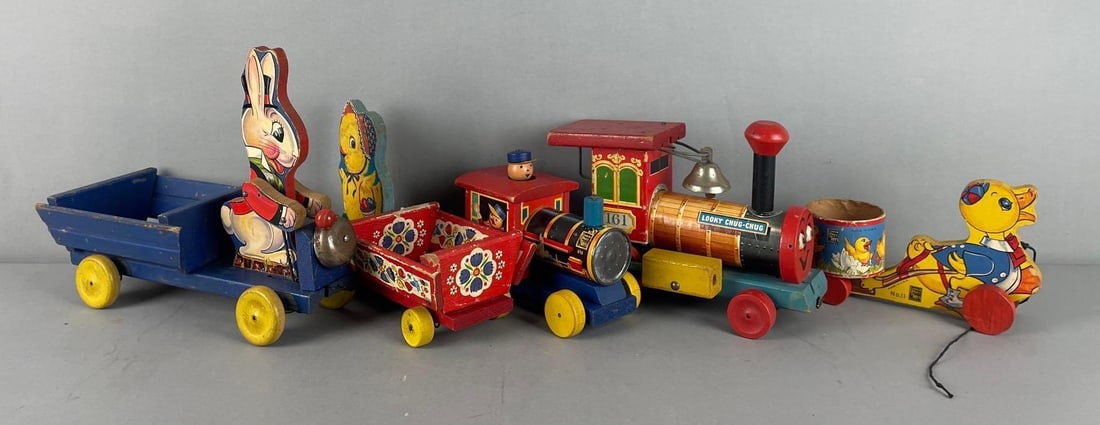 Group of Vintage Fisher Price Wood Pull Toys (1 of 3)