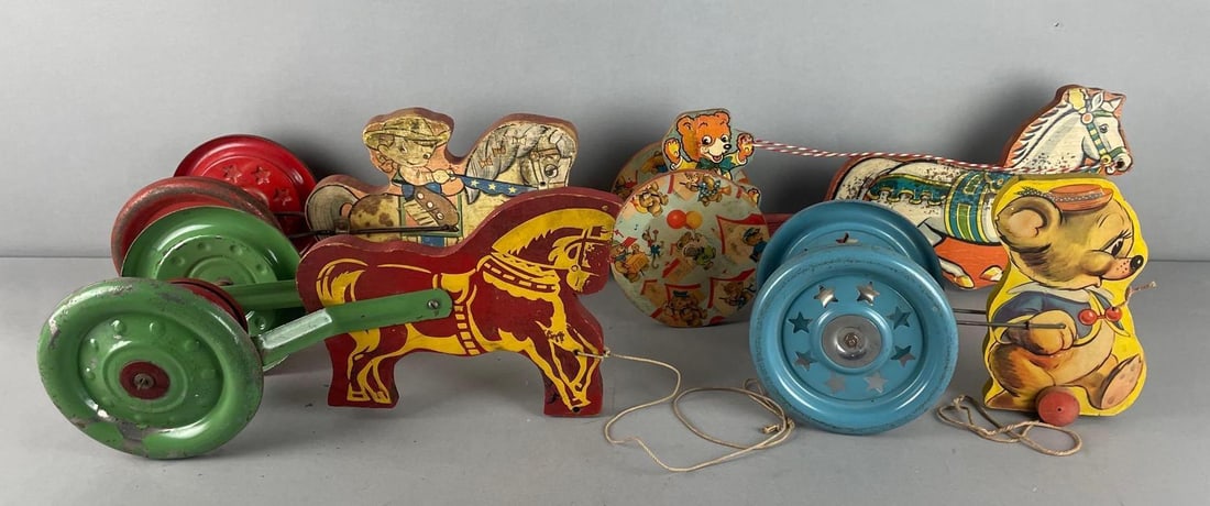 Group of Vintage Wood Bell Pull Toys (1 of 3)