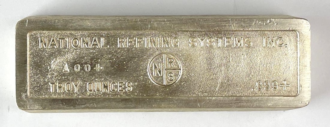 National Refining Systems INC 100 oz .999 Fine Silver Ingot/ Bar (1 of 3)