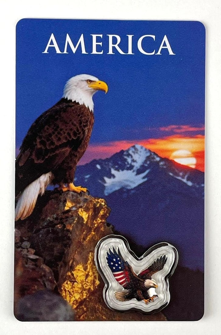 Colorized American Bald Eagle 1 Gram .999 Fine Silver Ingot/Bar (1 of 2)