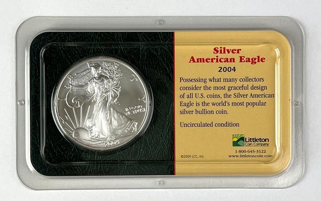 2004 US $1 American Silver Eagle 1 oz Fine Silver (1 of 2)