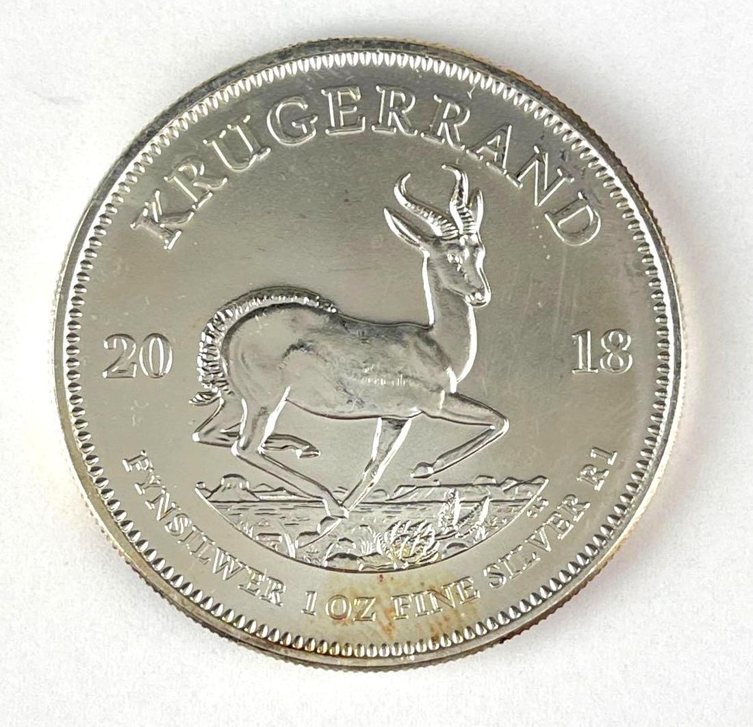 2018 South African Krugerrand 1 oz .999 Fine Silver Coin (1 of 2)