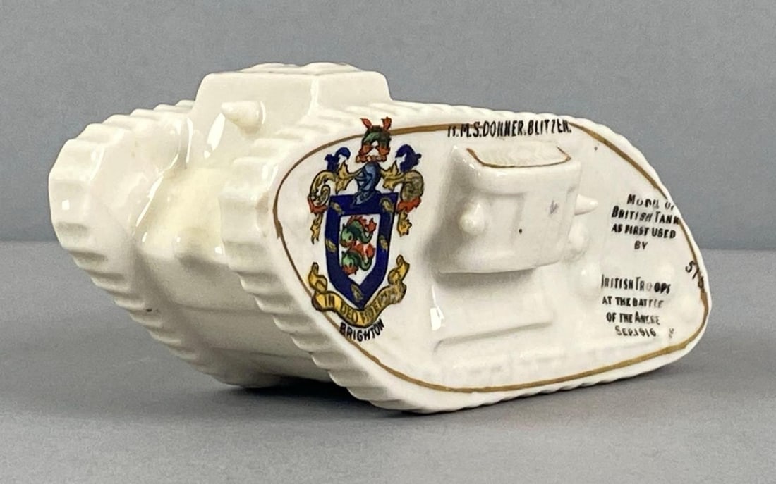 Antique Carlton WW1 Brighton British Tank Porcelain Souvenir (1 of 4)