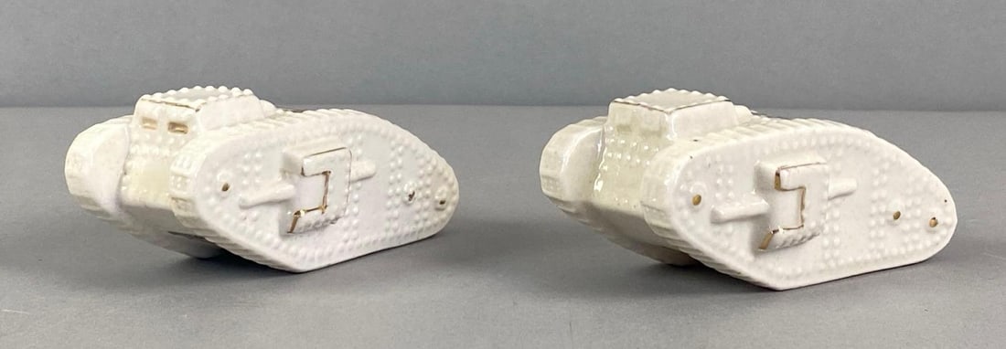 Group of 2 Antique Arcadian WW1 British Tanks Porcelain Souvenir (1 of 3)