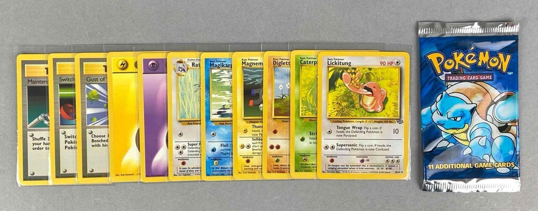 Group of 1999 WOTC Pokémon Base Trading Cards LP (1 of 2)