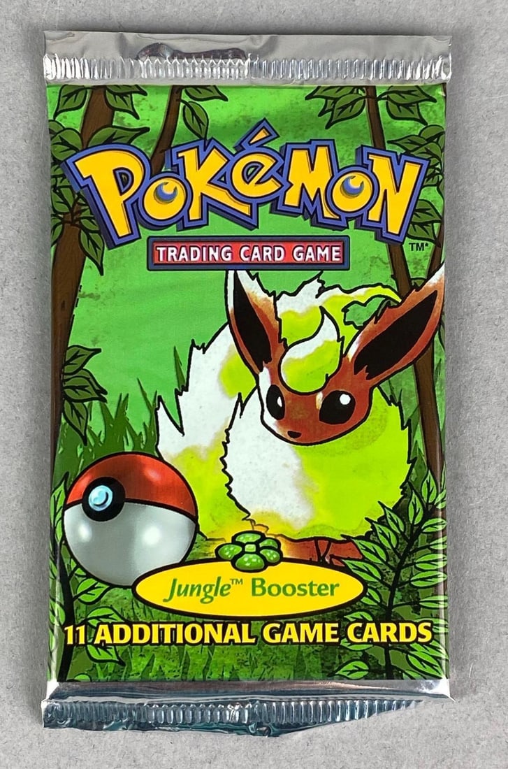 Sealed 1999 WOTC Pokémon Jungle Set Flareon Art Trading Cards Booster Pack (1 of 2)