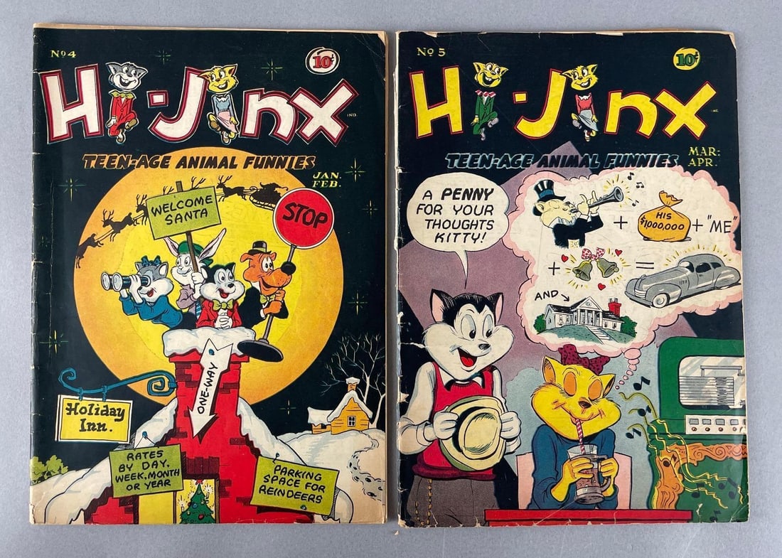 B and I Hi-Jinx Comic Books No. 4 and 5: No. 5 has torn back cover, golden age, bagged and boarded