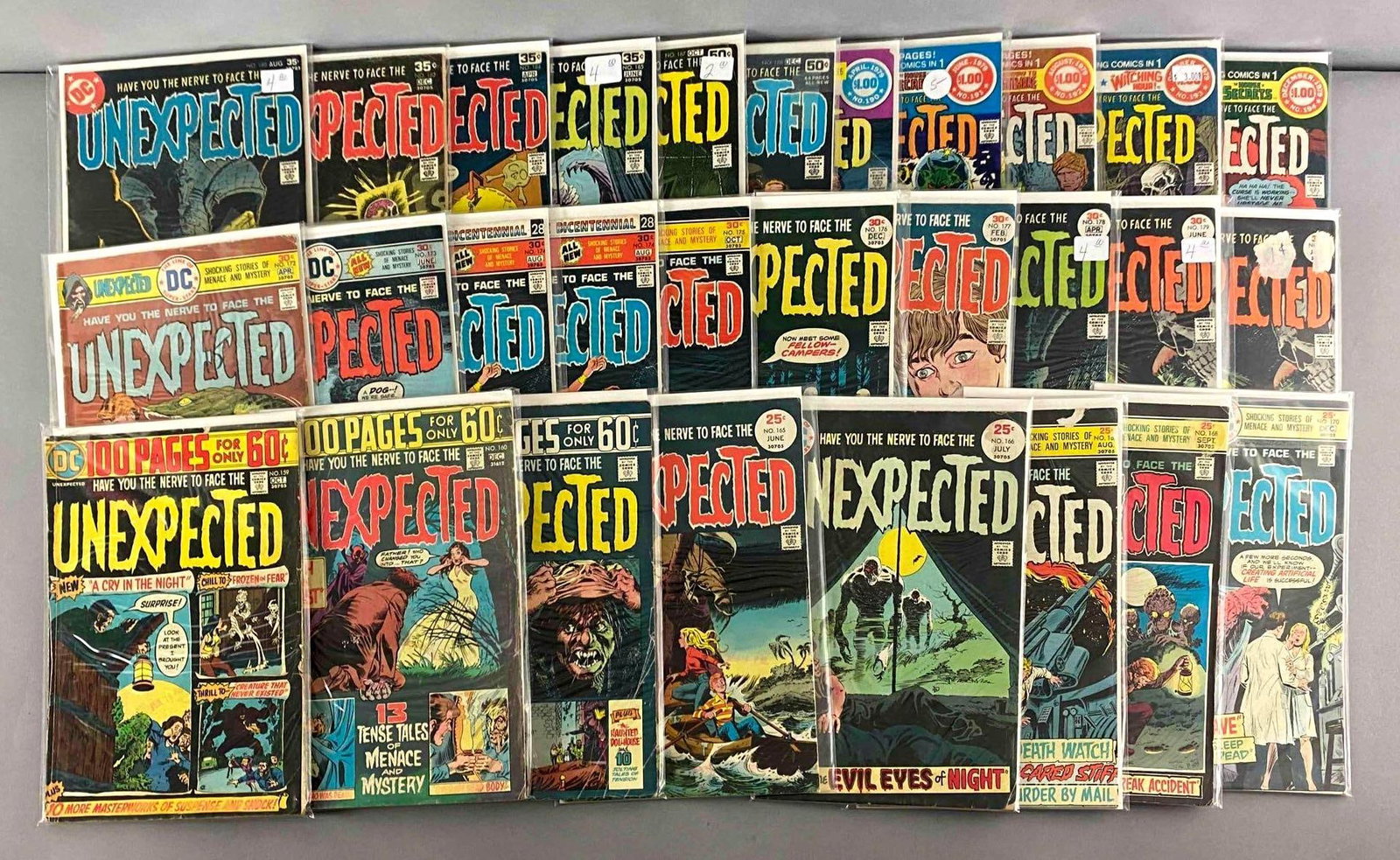 Group of DC The Unexpected Comic Books: Bronze Age, 25¢-60¢, bagged and boarded