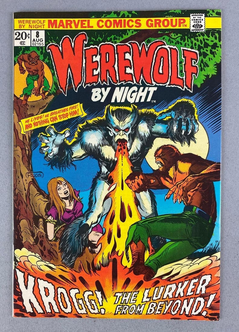 Marvel Comics Werewolf By Night No. 8: 1973 Bronze Age, 20¢, bagged and boarded, crease On back cover