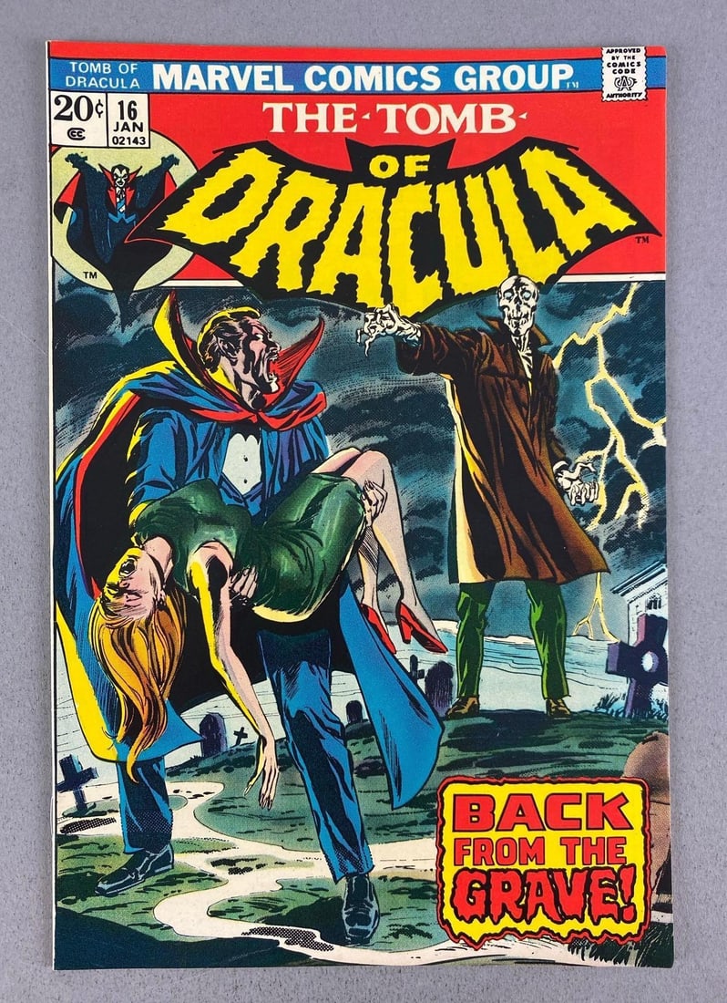 Marvel Comics Tomb of Dracula No. 16: 1973 bronze age, 20¢, bagged and boarded