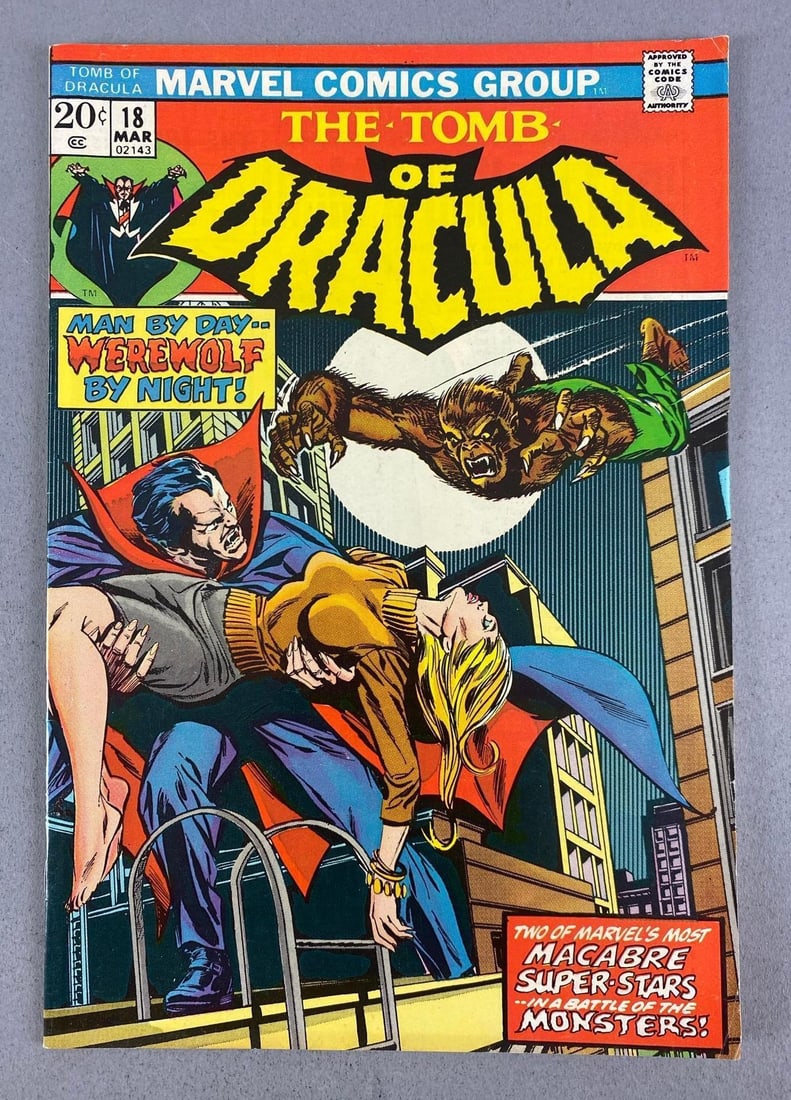 Marvel Comics Tomb of Dracula No. 18: 1974 Bronze Age, 20¢, bagged and boarded