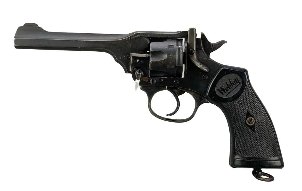 Webley Model Mark 4 .38 Cal. 6-Shot Double Action Revolver: S/N: A29601U, barrel measures 5”, features a top break Action reload and ejection system