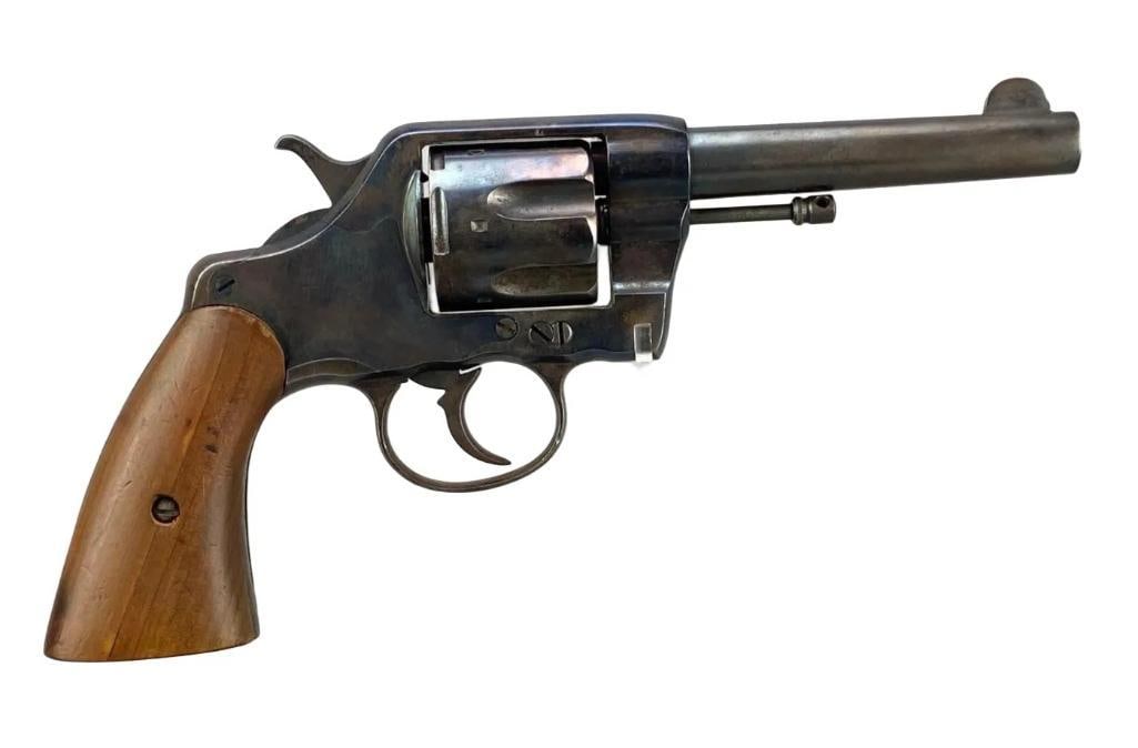 Colt DA41 .41 Long Colt Cal. 6-Shot Double Action Revolver: frame S/N: 76653, barrel measures 4 1/2”, crack on left side wood grip