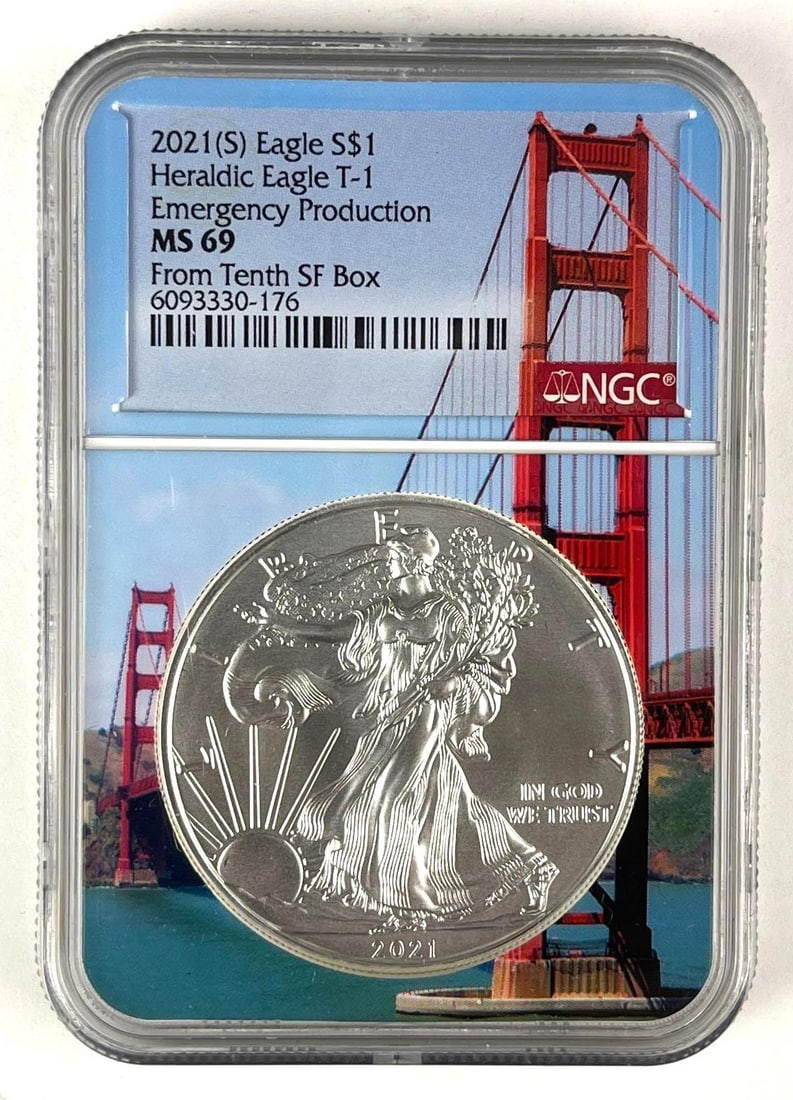 2021 S US Mint $1 Silver American Eagle 1 oz .999 Fine Silver NGC MS 69 (1 of 2)