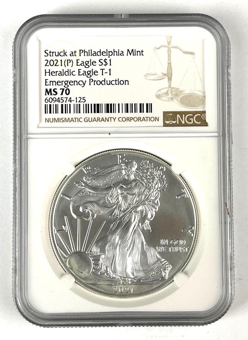 2021 P US Mint $1 Silver American Eagle 1 oz .999 Fine Silver NGC MS 70 (1 of 2)