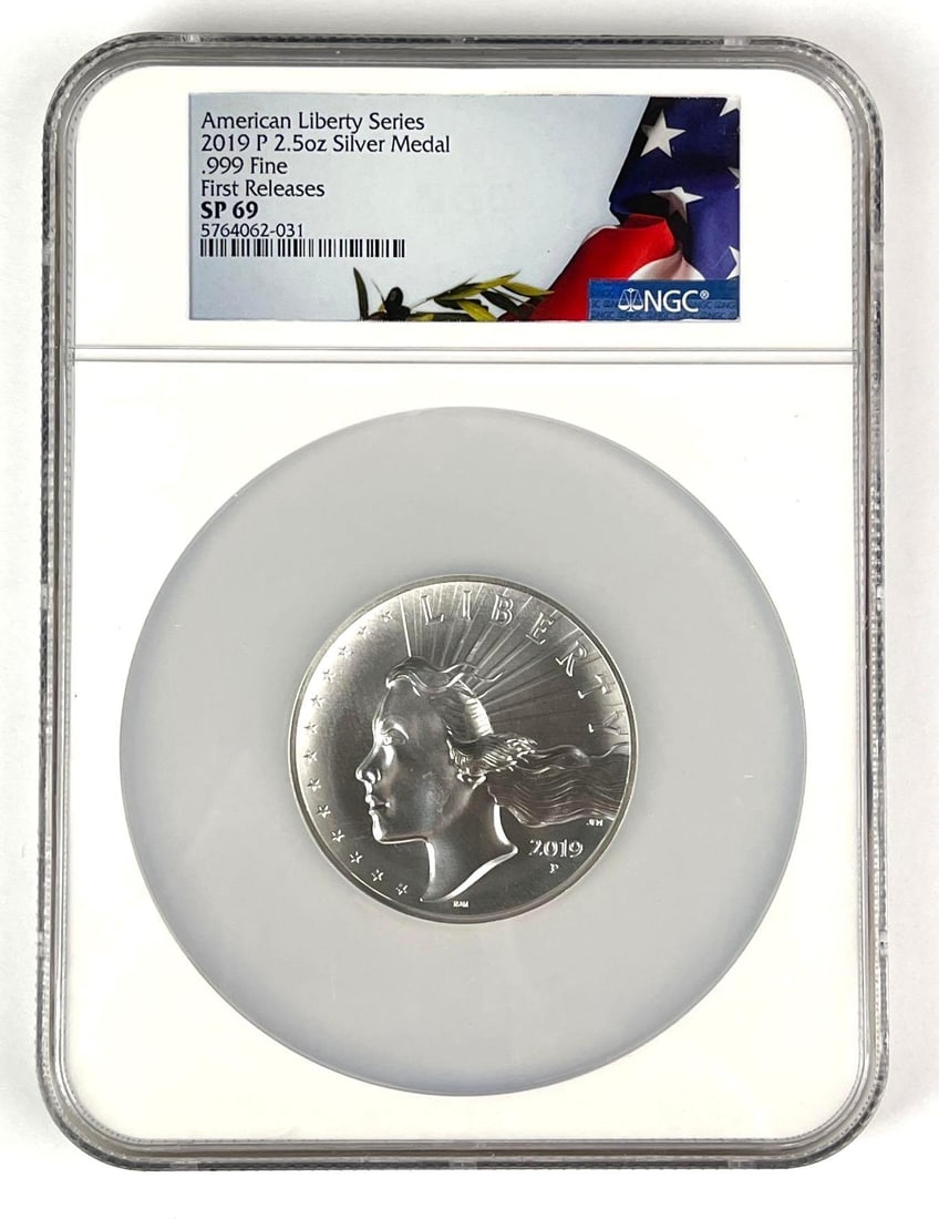 2019 P American Liberty 2.5 oz .999 Fine Silver Medal NGC SP 69: First Releases, American Liberty Series