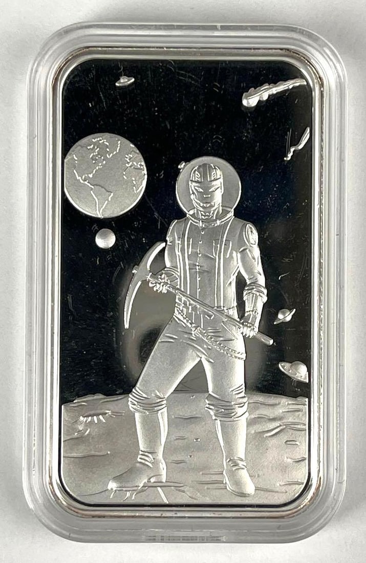 Pit Bullion Alien 1 oz .999 Fine Silver Ingot/ Bar (1 of 2)
