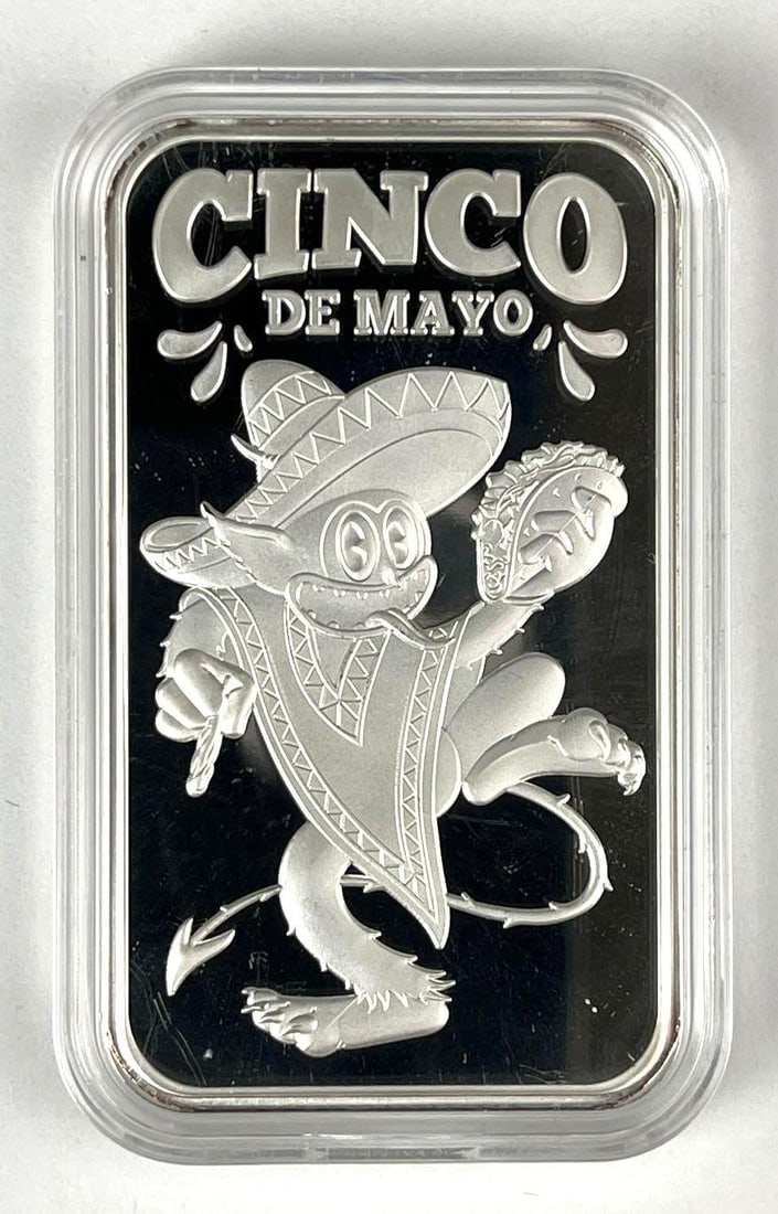 Pit Bullion Cinco De Mayo 1 oz .999 Fine Silver Ingot/ Bar (1 of 2)